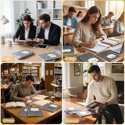 Fulmoon 100 Pack Bulk Spiral Composition Notebooks, Hard Cover, Wide Ruled Paper, 9-3/4 x 7-1/2 Inches, 60 Pages (30 Sheets), Black Marble Cover Composition Notebooks for School College Office - color: Black, size: Wide Ruled 7.5 x 9.75 Inches