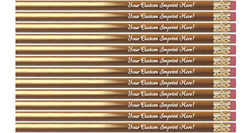 Express Pencils Personalized Pencils Round Custom Imprinted with your Name - Text - Logo - Message- 12 pkg - ** FREE PERSONALIZATION Great Gift Idea (Gold) - color: Gold