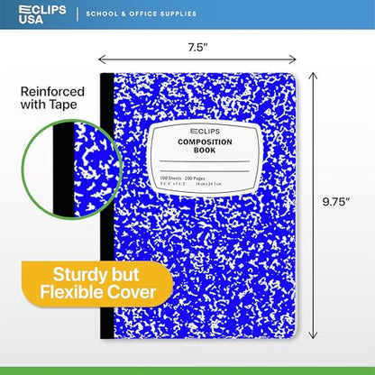 Composition Notebook Wide Ruled Composition Notebooks Bulk Blue Marble Hard Cover Wide Ruled Notebook Paper Note Books For Schools Marble Composition Books 100 Sheets 200 Pages 9.75” x 7.25” (24 Pack Blue) - color: Blue, size: 24 Pack
