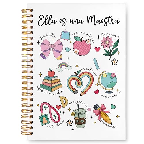 JUDFNCDE Spanish Teacher Appreciation Gifts Spiral Notebook 5.5 x 8.3 for Work Study, Regalos Para Maestras Mujeres, Maestra Gifts Hardcover Notebook Journal for Women - color: Spanish Teacher