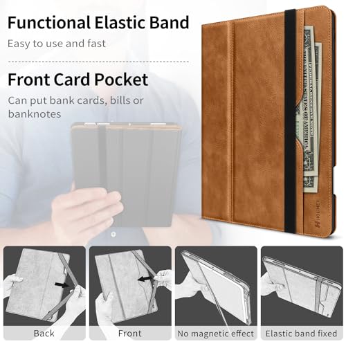 H HOLIMET Case for iPad Air 11 Inch 2026 M4/M3/M2 (2025/2024)/iPad Air 4th/5th Generation 10.9 Inch 2022/2020 with Pencil Holder Soft Back Shockproof Protective Vegan Leather - color: Ash Brown