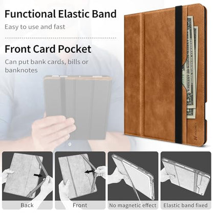 H HOLIMET Case for iPad Air 11 Inch 2026 M4/M3/M2 (2025/2024)/iPad Air 4th/5th Generation 10.9 Inch 2022/2020 with Pencil Holder Soft Back Shockproof Protective Vegan Leather - color: Ash Brown