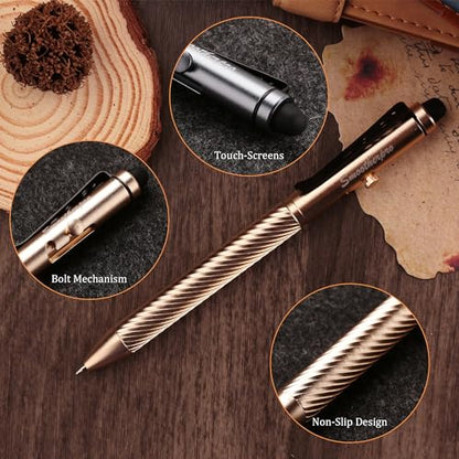 SMOOTHERPRO Gold Bolt Action Stylus Pen, Compatible with Parker Refill | Ballpoint Stylus Pen for Touchscreens Compatible with Parker and Fisher Space Spr4 Refills for Office Writing and EDC. - color: Gold