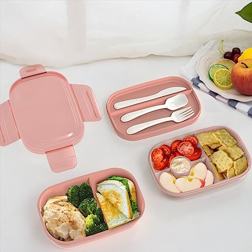 JBGOYON® Bento Lunch Box Set - 3 Stackable Containers for Adults and Kids，lunch box for women- Includes Lunch Bag, Leak-Proof and BPA-Free - Built-in Utensil Set - Dishwasher Safe (Pink) - color: Pink set