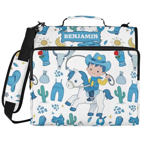 Personalized Name Binder Bag, Cute Cowboy Wild West Sky Zipper Binder 3 Ring, Multi-Pocket School & Office Personalized Binder Organizer, Compatible with 14-Inch Notebook, Back to School Gift - color: Option K