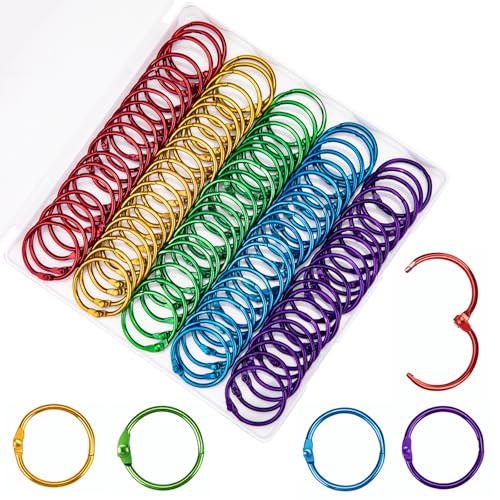 OWLKELA 100 Pcs Binder Rings 1 Inch, Office Book Rings, Loose Leaf Rings, Metallic Assorted Colors - color: Multicolor, size: 1 inch 100 Pcs