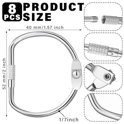 Dunzoom 8 Pack 2 Inch Loose Leaf Binder Rings Metal D-Shaped Rings with Nickel Plated Steel for Index Cards Keychain Washi Tape Receipts Memos Files DIY Photos Craft Supplies - size: 2 Inch