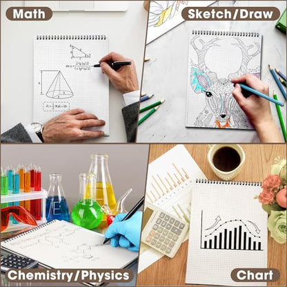 Engrowtic 2 Pack Top Spiral Graph Paper Notebooks 8.7 X11.4 Inch A4 Grid Paper Notepad 70 Sheet Memo Steno Pad for Engineering Writing Sketching Drawing School Office Supplies (Black) - color: Black