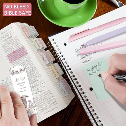 Bible Study Supplies Journaling Kit for Women, Bible Study Kit with 14 No Bleed Highlighters and Pens, 2 Transparent Sticky Notes, 2 Index Stickers, 75 Tabs for Christian Gifts - color: Multicolor