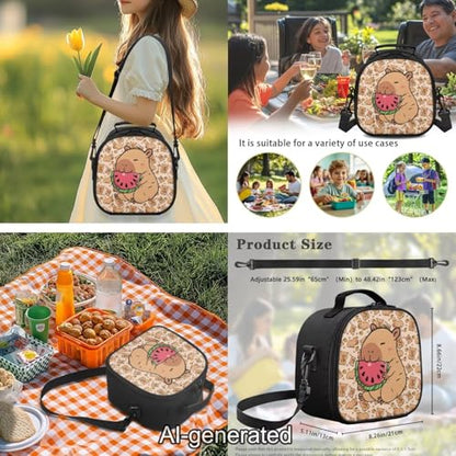 Cute Capybara School Backpack Set for Kids 5 Pieces with Lunch Bag Pencil Case and Bottle Carrier Large Capacity Backpack for Elementary and Middle School - color: Cute Capybara-b