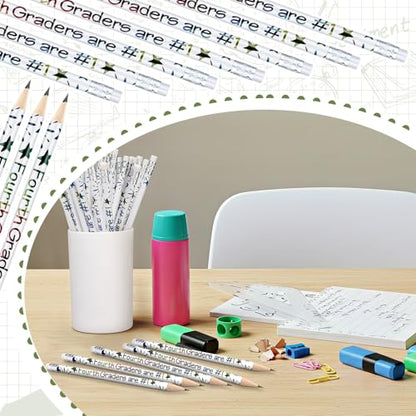 Tenceur 24 Pcs 4th Graders Pencils Bulk Motivational Pencils with Erasers Inspirational Pencil with Back to School Supplies for Kids Student Teacher Classroom Reward - style: 4th Graders