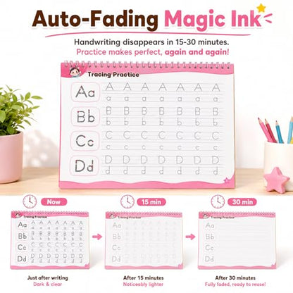 Large Magic Grooved Writing Practice for Kids 3-5, Grooved Writing Books for Kids 6-8, Handwriting Practice Ages 5-7, Preschool Learning Activities (Practice 6-Books)
