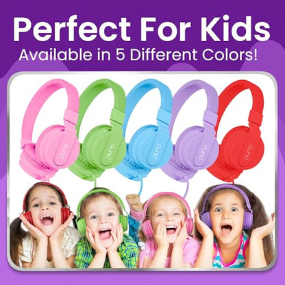 Puro Sound Labs Kids Wired Headphones – Volume-Limiting & Adjustable, Safe & Comfortable Headphones for Kids – Compatible with PCs, Smartphones & Tablets, Ideal for School & Travel – PuroBasic, Purple - color: Purple