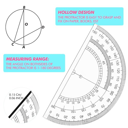Zonon 24 Sets Math Geometry Kit Student 10 Pcs Shatterproof Storage Box Includes Compass, Rulers, Protractor, Eraser, Pencil Sharpener, Lead Refills, Pencil for Back to School Students Class Teacher