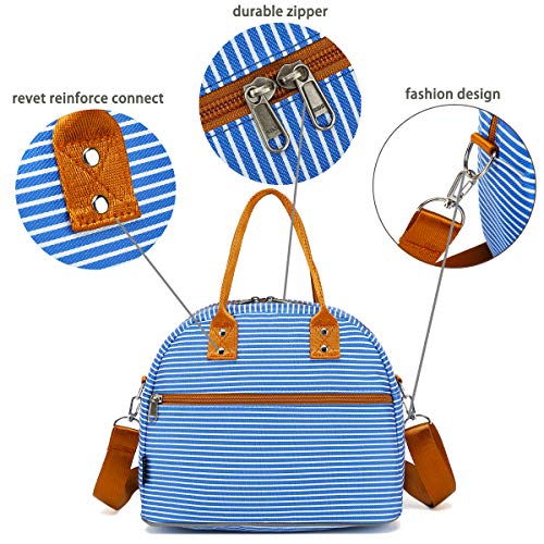 FlowFly Insulated Lunch Bag With Shoulder Strap for Women, Men, and Kids, Large and Reusable, Handle, Freezable Work and School Travel Tote and Meal Prep Organizer,Royal - color: Royal