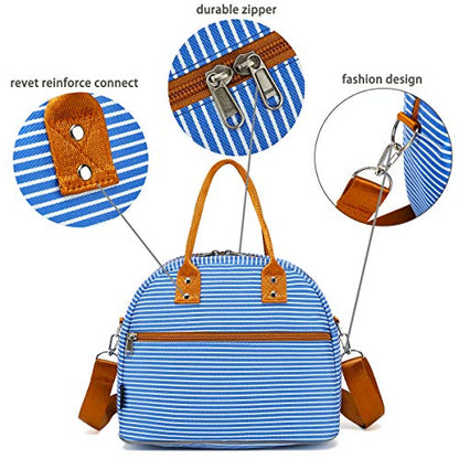 FlowFly Insulated Lunch Bag With Shoulder Strap for Women, Men, and Kids, Large and Reusable, Handle, Freezable Work and School Travel Tote and Meal Prep Organizer,Royal - color: Royal