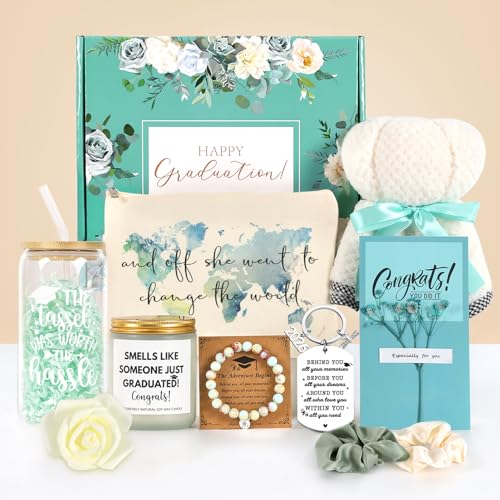 Joyseller 2026 Graduation Gifts Box for Her, 10-in-1 Practical Congrats Grad Gift Basket for College & High School Class of 2026, Graduation Gift Set for Daughter, Sister, Friend - color: Green