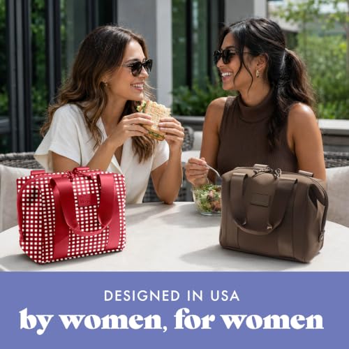 Fit & Fresh Remi Lunch Bag for Women Work – Neoprene Lunch Tote with Containers & Ice Pack, Reusable Meal Prep Lunch Box, Large Capacity, Machine Washable - color: Red Gingham