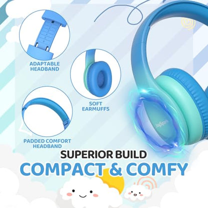 JoySpark Kids Headphones, Over-Ear Wired Headphones for Kids, 85dBA Volume Limited, Foldable Stereo Sound Toddler Headsets, 3.5mm Jack for School Entertainment, Gradient Blue - color: Gradient Blue