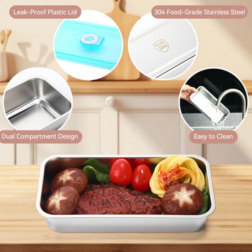Vesici 12 Pack Stainless Steel Bento Boxes with Tableware Set 17 oz 1 Compartments Snack Box Containers with Leakproof Lids, Divided Meal Prep Lunch Box Food Container Dishwasher Safe - style: 1 Compartments