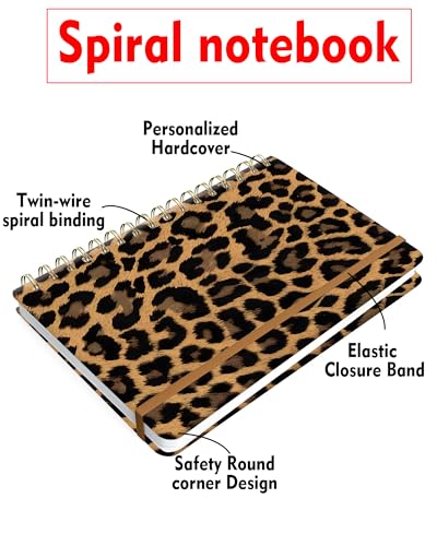 Spiral Journal Notebook for Women, Hardcover A5 College Ruled Notebook, 120 Pages, Thick Paper, Cute Lined Journal for School, Office & Work, 6 x 8.4 in(Leopard Cool) - color: Leopard Cool