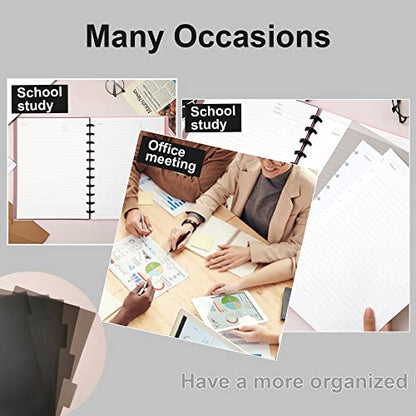 Discbound Notebook Refills for 11 Discs Notebooks 8.6 in x 12 in Letter Size 120 Sheets Multi-Subject Project Lined Pages Customizable Removable Pages(100 GSM) Heavyweight Planing Paper - color: White Refills, size: Large