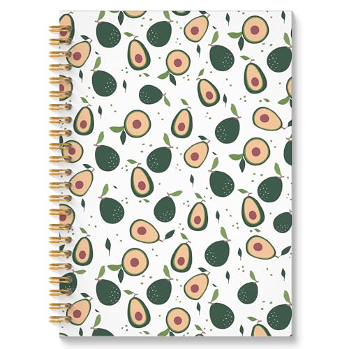 Avocado Fruit Spiral Notebook Journal, Avocado Gifts for Women, Fruit Lover Gifts, Cute Avocados Fruits Botanical Hardcover Notebook Journal, 5.5x8.3 Inch - color: Avocado