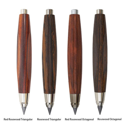 Rosewood Clutch Pencil 5.6mm Lead Holder Gift Set with Sharpener and Box of Leads, Chubby Octagonal Barrel Wooden Sketching & Drawing Pencil for Artists (Rosewood Triangular Barrel) - style: Rosewood Triangular Barrel