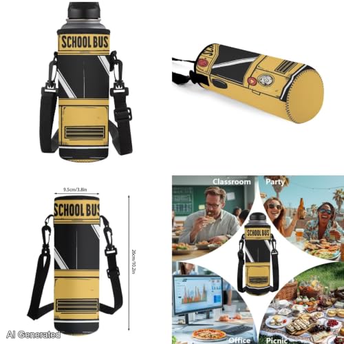 School Bus Backpack for Boys Girls Backpack with Lunch Box Water Bottle Pouch and Cute Pencil Case 4PCS Set Bookbag with Front Pocket for School 17 in Large Elementary Middle High School Bag - color: School Bus