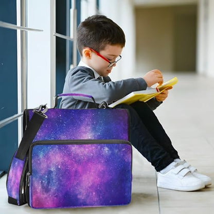 Galaxy Zipper Binder for School with Shoulder Strap & Extra Pockets - 1.5 Inch 3-Ring Binder Holds 500+ Sheets, Textbooks, Laptop - color: Galaxy
