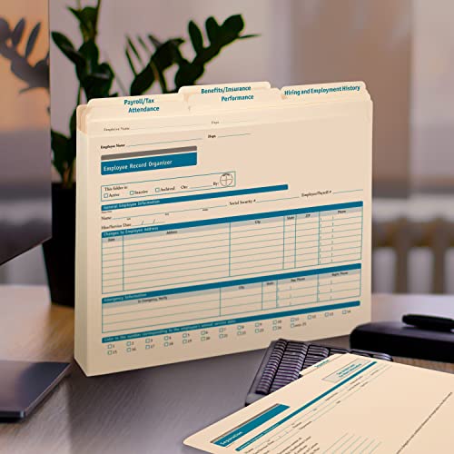 ComplyRight Expanded Employee Record Organizer and 6 Folder Sets | Pack of 25, 9-1/2" x 12” x 1-1/4”, Document Filing Folder for Businesses, Employee Management Documentation Office Supplies - style: 6-Folder Set