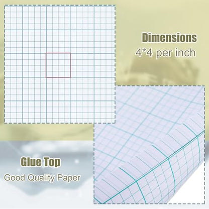 Ctosree 24 Pack Graph Paper Pads 8.5" x 11", 4x4 Quad Ruled, 50 Sheets/100 Pages Back to School Graph Paper for Engineer Architect Designer Mathematician Draftsman - color: blue