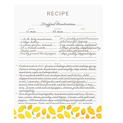 Jot & Mark 8.5"" x 11"" Sturdy 3 Ring Recipe Binder with Spill-Proof Clear | 50 Recipe Cards + 25 Sleeve Protectors + 5 Full-Page Sleeves + 6 Divider Tabs | 8.5x11 3-Ring - color: Lemon Twist, size: 8.5" x 11"