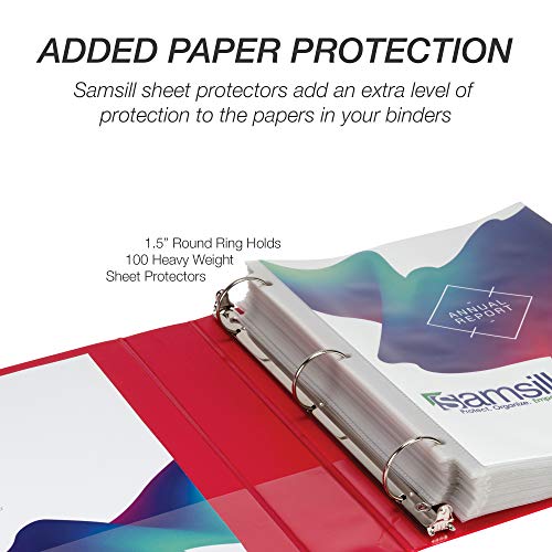 Samsill 4 Pack Durable 1.5 Inch 3 Ring Binders, Round Ring, Clear View Cover for Presentations, Red - color: Red, size: 1.5-Inch