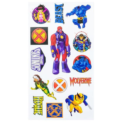Silver Buffalo Marvel X-Men Jubilee Sentinels, Plastic Water Bottle, 32oz | Storm, Jean Grey, Rogue, Wolverine, Magneto, Cyclops, Beast, Twist Spout, Stickers, You Stick Yourself, Professor X - color: X-Men