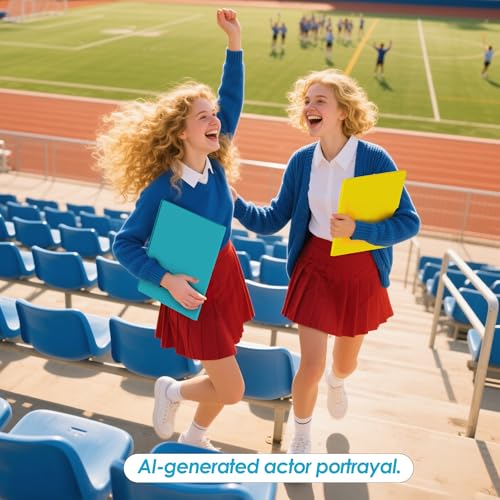 2 Pocket Plastic Folders with 3 Prongs, 5 Pack, Letter Size | Durable poly folders with two roomy pockets for organizing school supplies, homework, reports, and office documents.