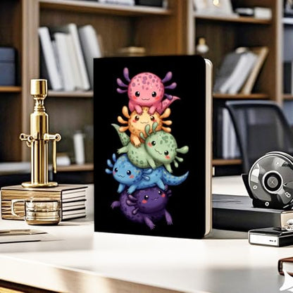 Lovdazzles Pretty Leather Lined Journal Cute Axolotl Notebooks 200 Pages A5 Ruled Journaling Notebooks, Cute Notebooks for Girls, for Office School Home Supplies(5.8 x 8.3) - color: Multi 1725