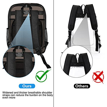 Clear Backpack,Sturdy Shape Heavy Duty Large Clear Backpack - color: A-black