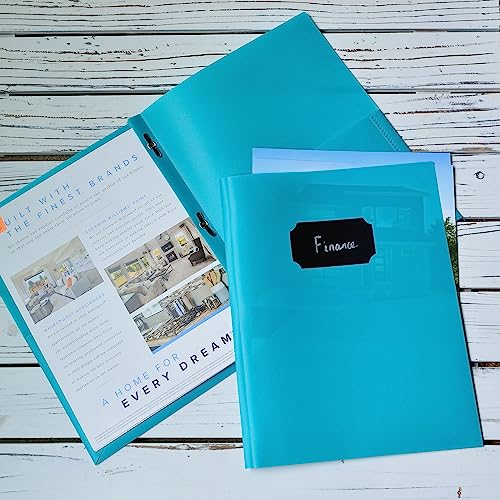 Youngever 6 Pack Heavy Duty Plastic Two Pocket Folders with 3 Prongs, Metal Prongs Fastener, Heavy Duty Plastic 2 Pocket Folder (Teal) - color: Teal