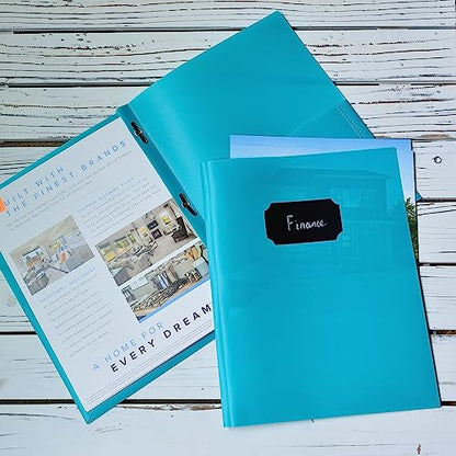 Youngever 6 Pack Heavy Duty Plastic Two Pocket Folders with 3 Prongs, Metal Prongs Fastener, Heavy Duty Plastic 2 Pocket Folder (Teal) - color: Teal