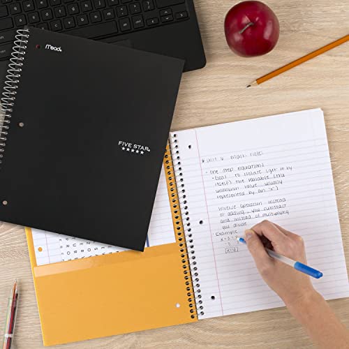 Five Star Spiral Notebook + Study App, 3 Subject, College Ruled Paper, Fights Ink Bleed, Water Resistant Cover, 8-1/2" x 11", 150 Sheets, Black (72069) (Pack of 6) - color: Black, size: 1 Count (Pack of 6)