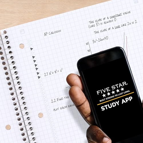 Five Star Spiral Notebook + Study App,1 Subject,Graph Ruled Paper,8-1/2" x 11",100 Sheets,Fights Ink Bleed,Water Resistant Cover,Black (73679),(Pack of 12) - color: Black, size: 8-1/2 in. x 11 in. (Pack of 12)