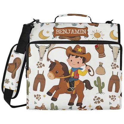 Cute Cowboy Wild West Zipper Binder 3 Ring, Multi-Pocket School & Office Personalized Binder Organizer, 800 Sheet Capacity, Compatible with 14-Inch Notebook, Back to School Gift - color: Option J