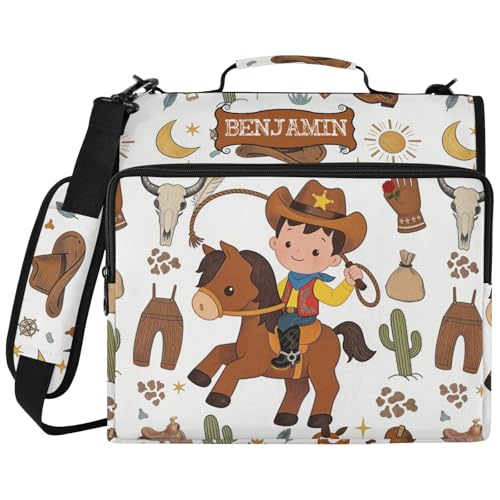 Cute Cowboy Wild West Zipper Binder 3 Ring, Multi-Pocket School & Office Personalized Binder Organizer, 800 Sheet Capacity, Compatible with 14-Inch Notebook, Back to School Gift - color: Option J
