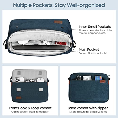 TiMOVO 9-11 Inch Tablet Sleeve Bag with Shoulder Strap, Indigo | Fits iPad 11-inch A16 2025, iPad 10th Gen. 10.9", 9th/8th/7th Gen. 10.2", Air 11/5th/4th Gen. 10.9", Galaxy Tab A9 Plus 11" - color: Indigo