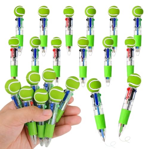 Tennis Party Favors Tennis Pens Mini Multicolor Pen in One Cute Fun 4-in-1 Pens Bulk Cool Ballpoint Pen for Birthday Gifts Teacher Supplies (Tennis, 12) - style: Tennis