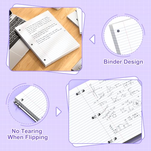 Loose Leaf Paper, 8.5x11 Wide Ruled, Notebook Paper for 3 Ring Binders, White Binder Notebook, 3 Hole Punch Paper, 100 Sheets/pack, 1 Pack - color: White, size: 8.5x11 Wide Ruled