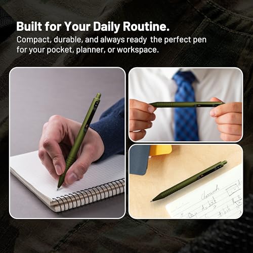 Everyman OD Green Grafton Super Matte Full Click Refillable Gel Pen | Durable EDC Writing Tool with Deep Grip | Smooth 0.7mm Ink Flow for Daily Use, Notes, Journaling, and Office Essentials - color: OD Green, style: Full Click