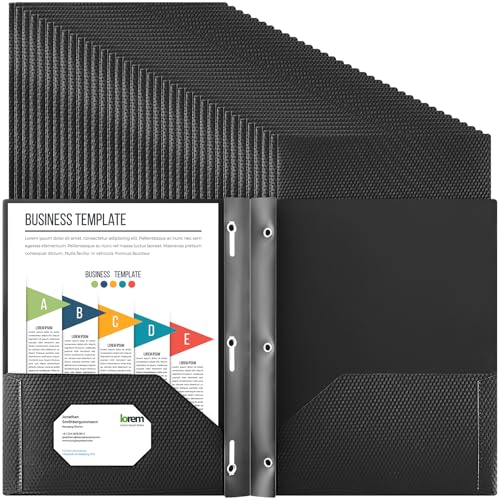 Patelai 48 Pcs Plastic Folders with 2 Pockets and 3 Prongs Home Folders with Card Slot Letter Size Heavy Duty Report Covers for Back to School(Black,Diamond) - color: Black, style: Diamond