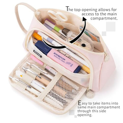 EASTHILL Big Capacity Pencil Case Pouch Pen Case Simple Stationery Bag School College Office Organizer for Teens Girls Adults Student - color: Light Pink XW